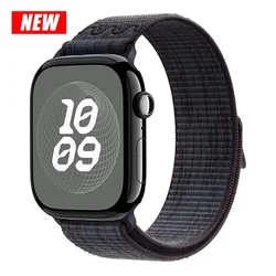 Premium Nylon Loop Sport Band for Apple Watch - Striped Design (16 new black blue)