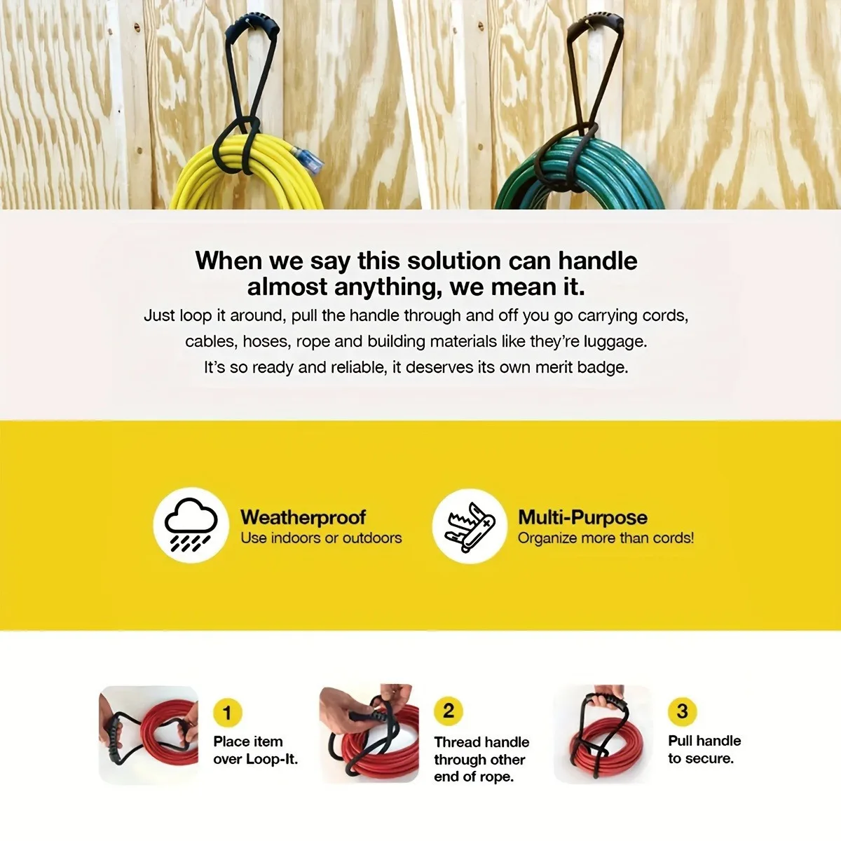 1PC Versatile Storage Strap with Handle for Hoses, Cords, Home, Garage, Boat, RV