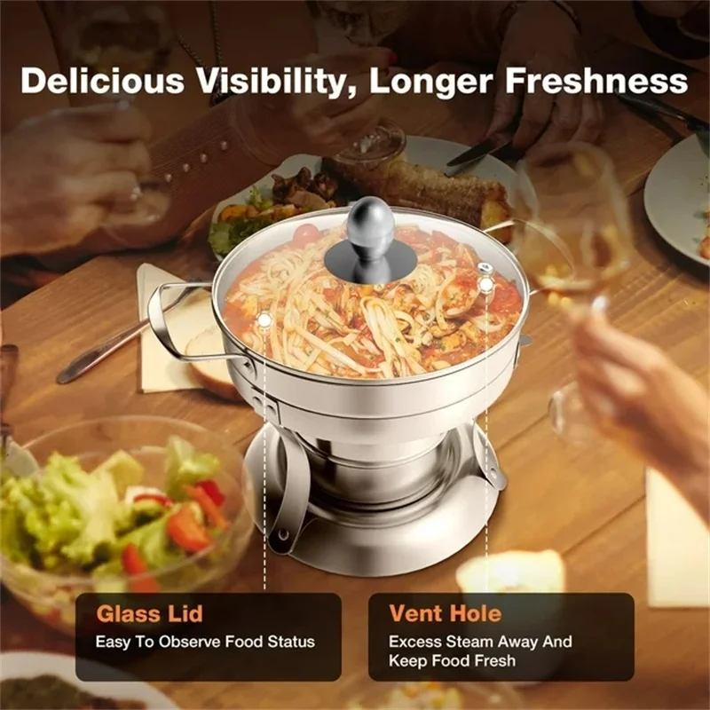 Stainless Steel Mini Round Chafing Dishes Set for Hot Pot and Buffet