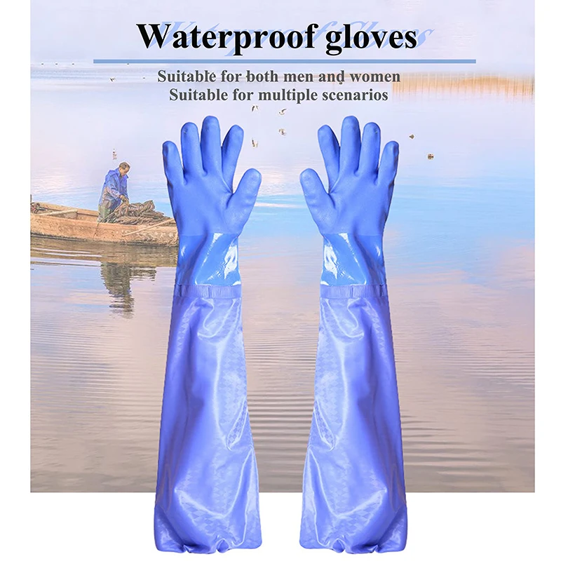 Washing Gloves Long Waterproof Rubber Work Gloves Industrial Agriculture Fishing Dishwashing Cleaning Sleeve Householdthicken