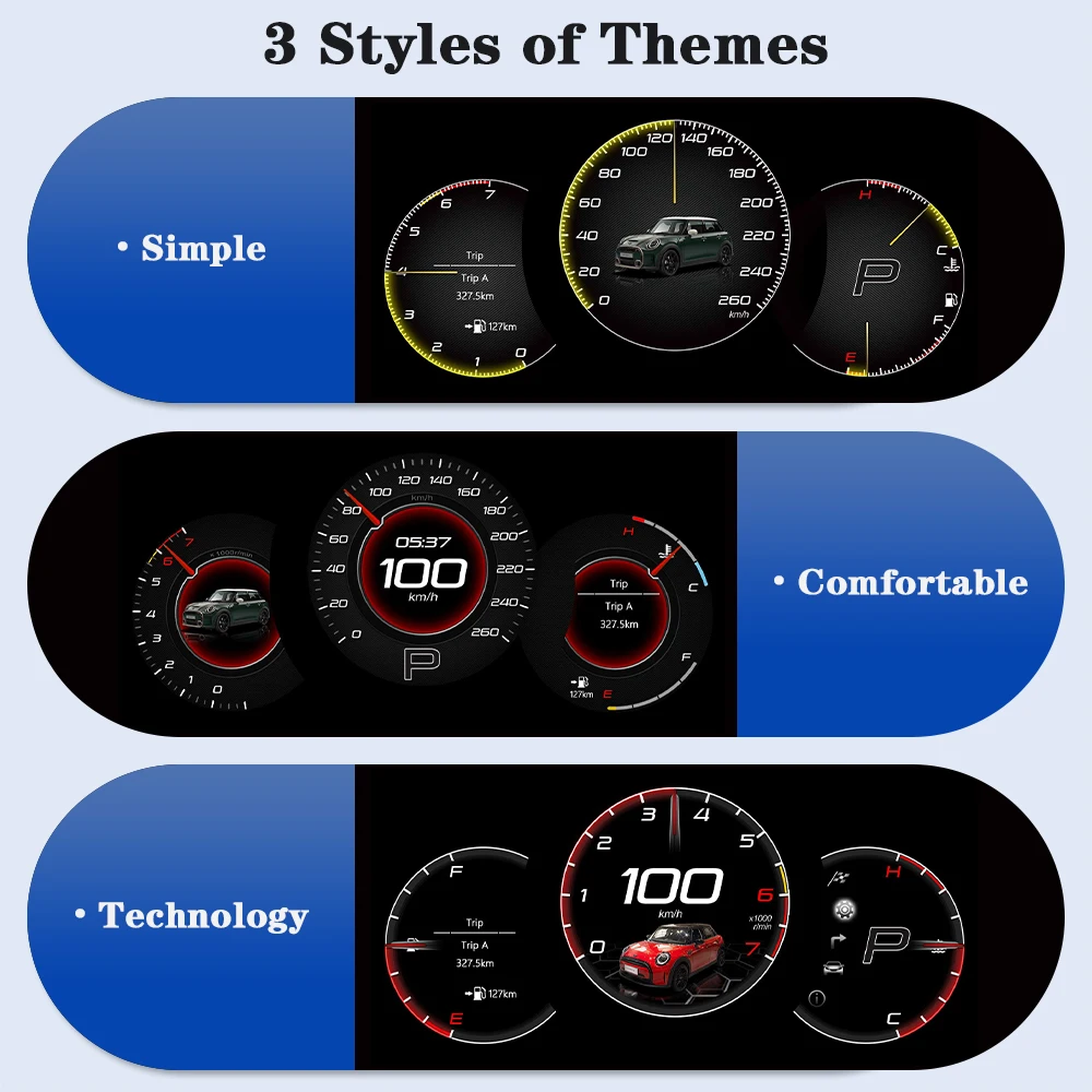AUTOTOP-instrumento medidor de velocidad de 3,4 pulgadas para BMW MINI Cooper R55 R56 R57 2006-2014, Panel de tablero LCD automático, grupo Digital Linux Fual 5