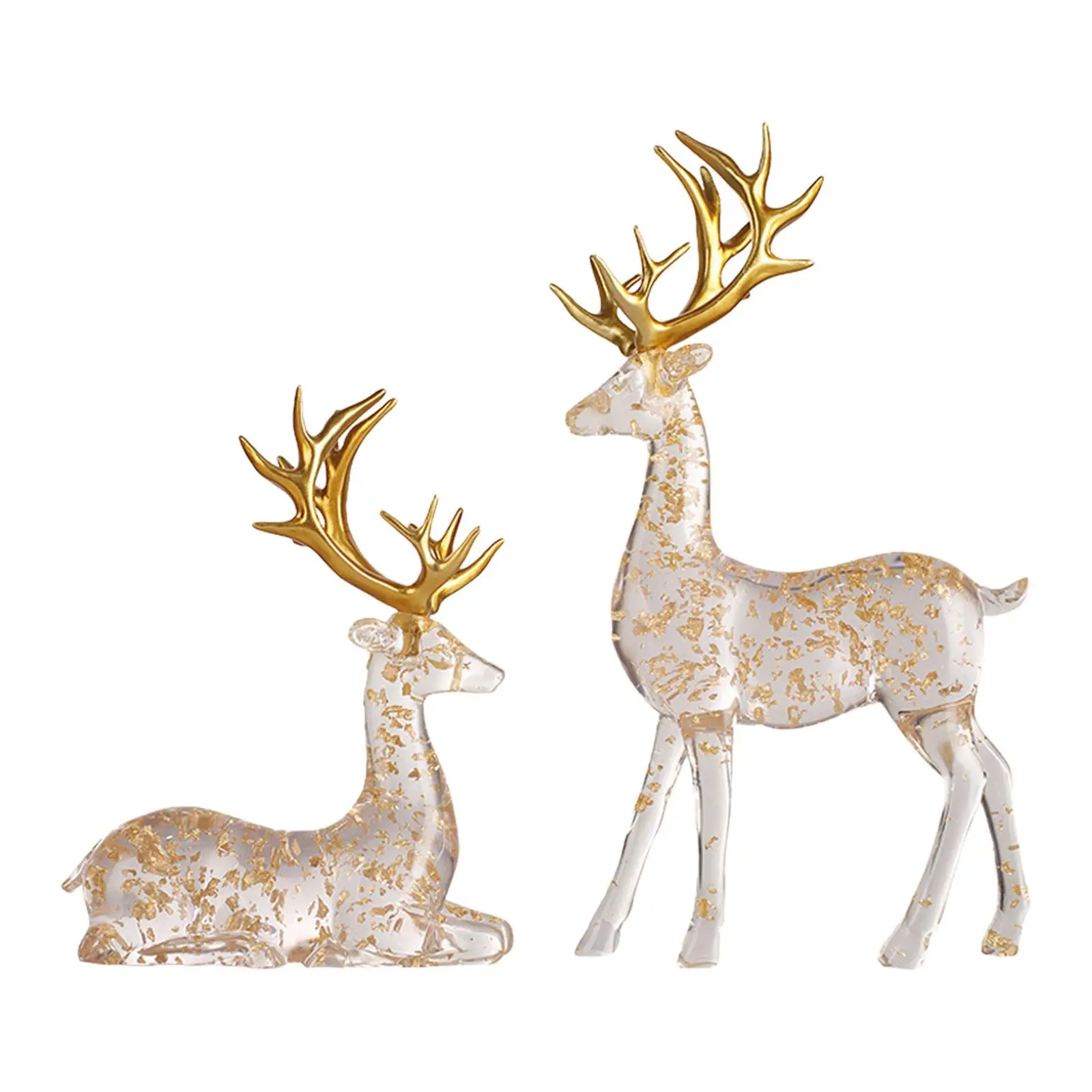 2x Deer Statues Crafts Decorative Figurines for Birthday Christmas Holiday