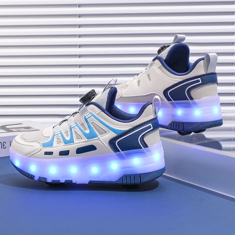 Light Up Cheap Kids Trainers LED Shoes With Flying Straps For Kids