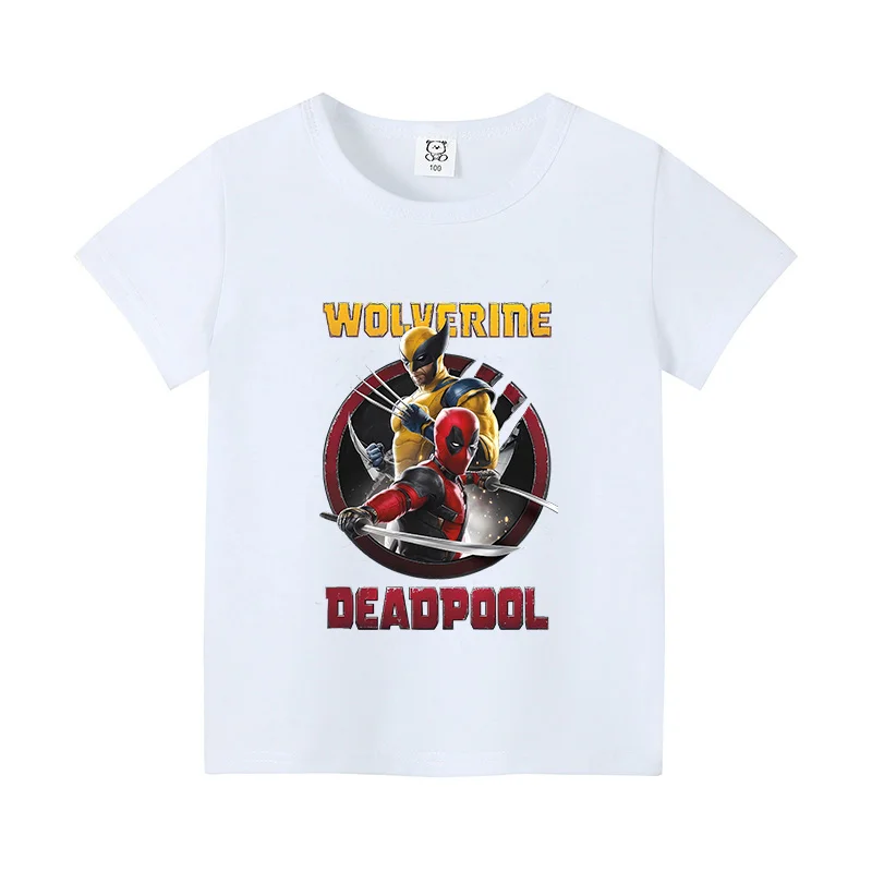 Deadpool Wolverine T-shirt for Kids Summer Short Sleeve Tee Boys Clothes Fashion Children's Clothing Friends Top Shirts Gifts 4