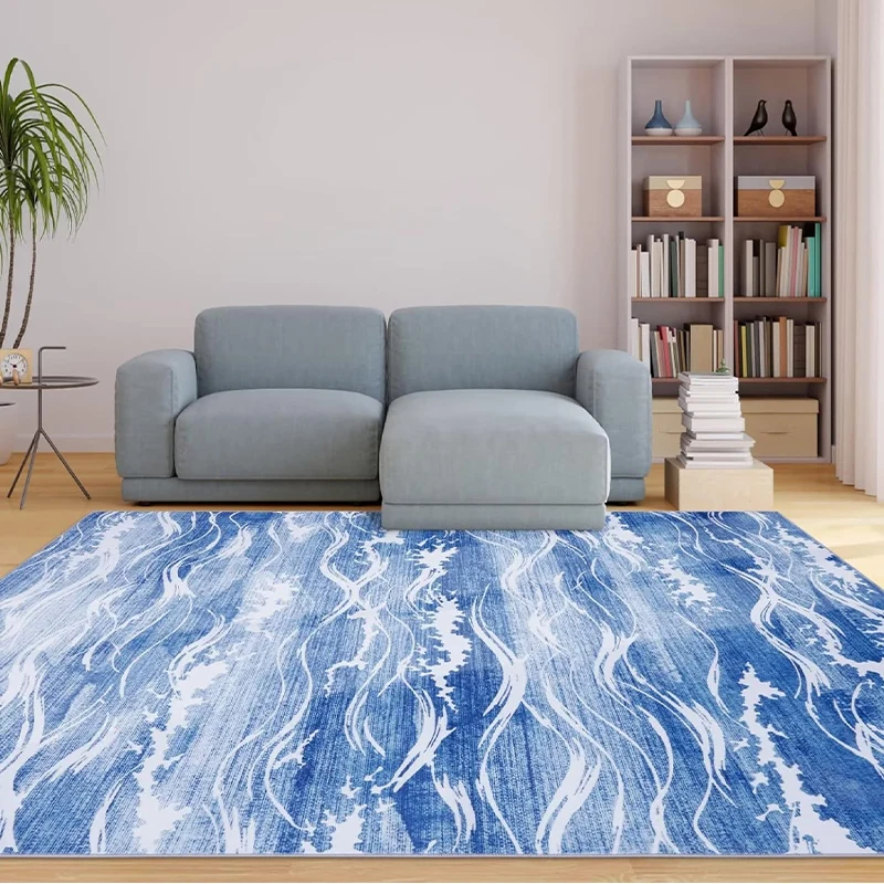 

Marine Pattern Carpet Living Room Soft Plush Large Size Coconut Tree Rugs Japanese Style Bedroom Bedside Area Decor Floor Mat
