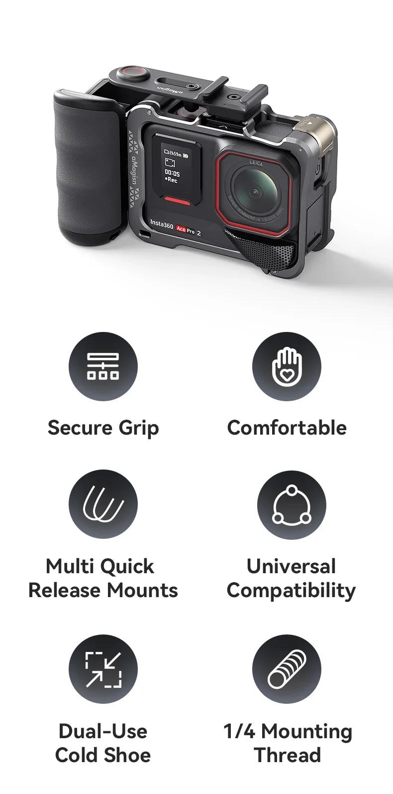 aMagisn Xplorer Grip Kit For Insta360 Ace Series Accessories Frame