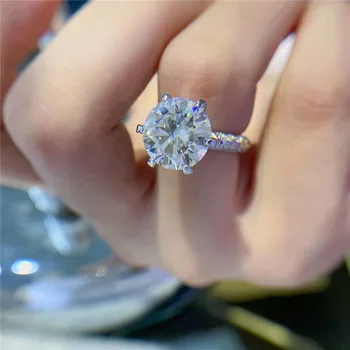 5ct Grey White Moissanite Wedding Ring 925 Sterling Silver D VVS Bride Engaged Diamond Band Fine Jewelry Test Passed 5