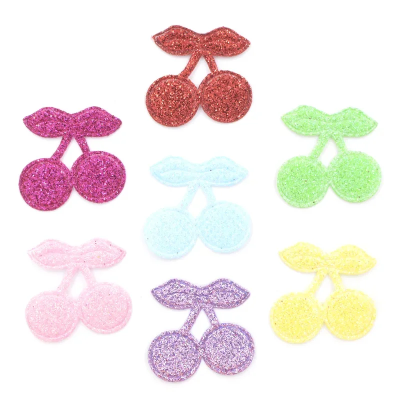 Neue 80 teile/los Glitzer Kirsche Applikationen Stoff Filz Patches für DIY Handwerk Kleidung Nähen liefert Kinder Haars chleife Zubehör