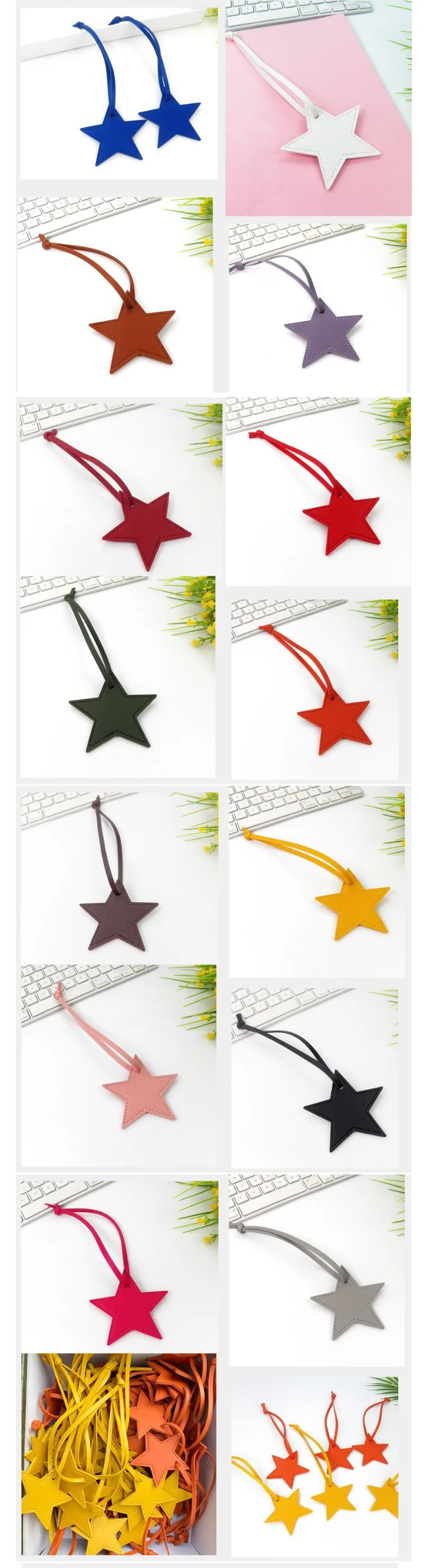 Free initials five pointed star leather luggage pendant star pu leather pendant bag pendant gift leather buckle keychain
