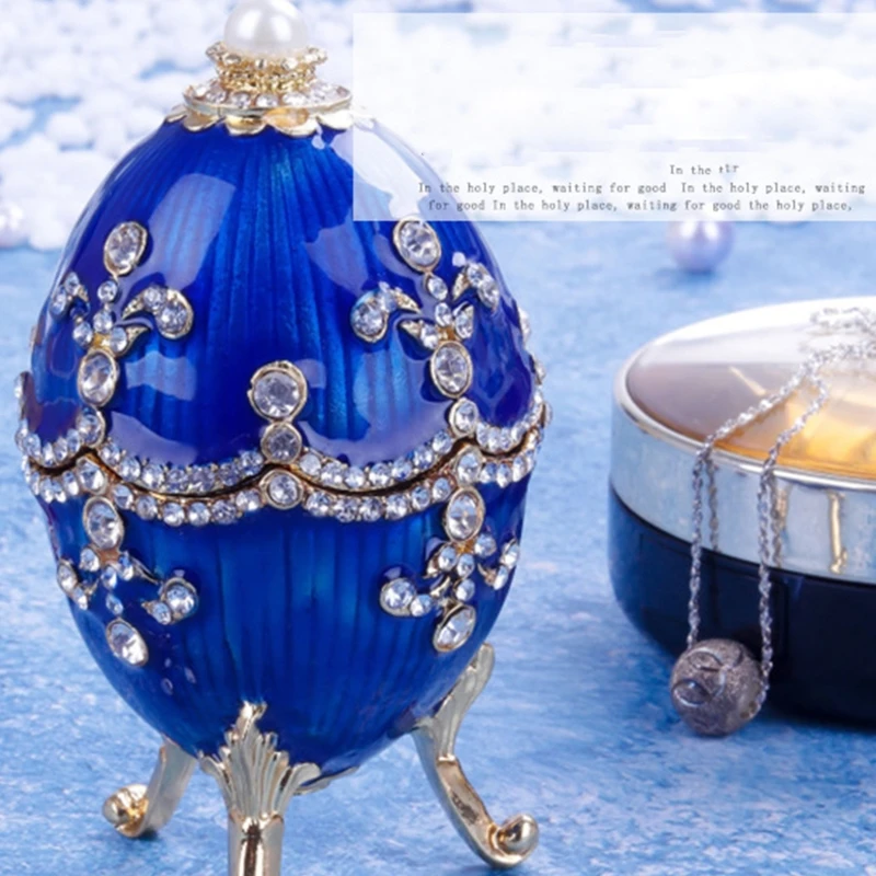 

Trinket Box with Hinged Faberge Egg Enameled Jewelry Box Ornaments Gift