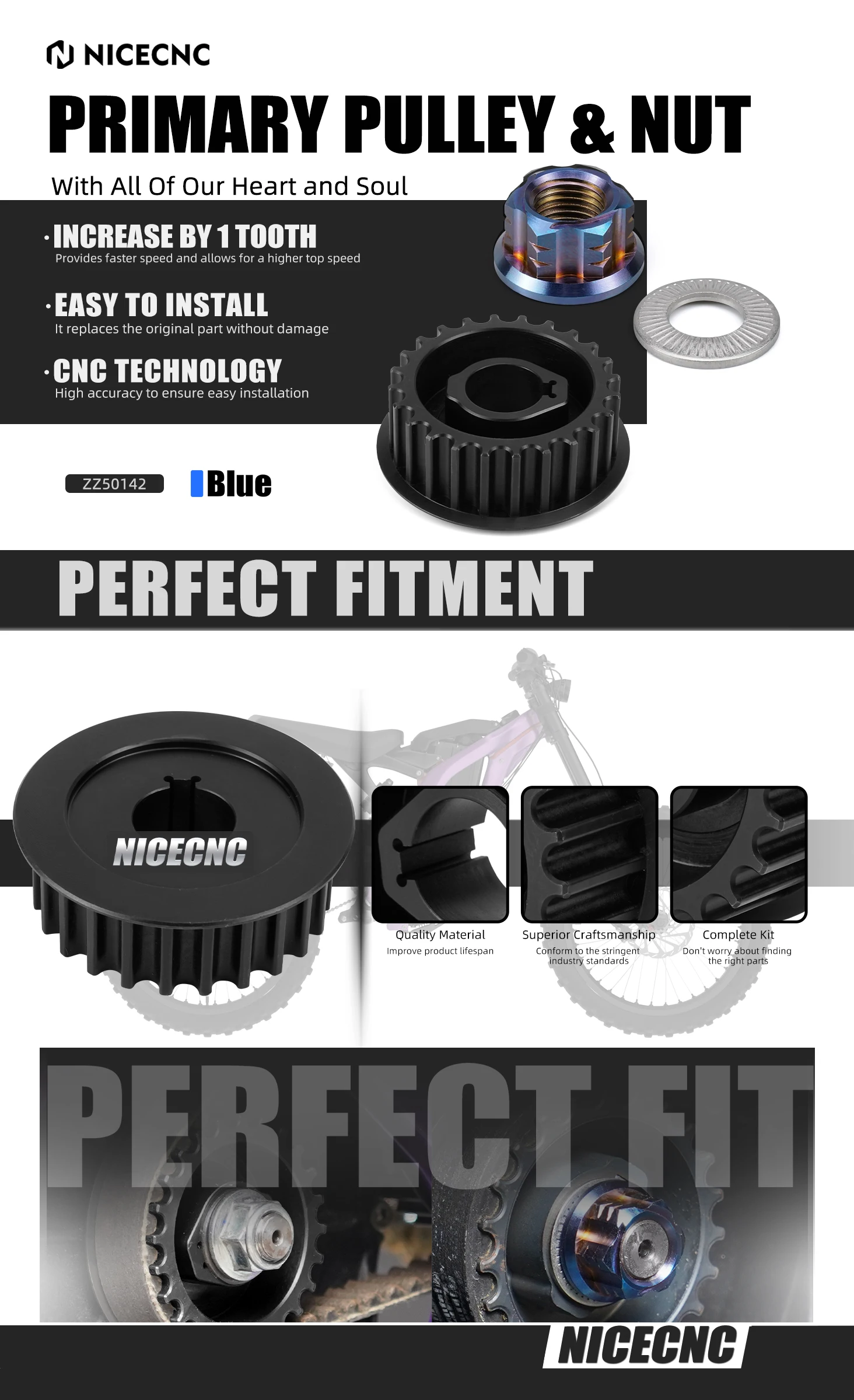 Für Surron Light Bee X Für Sur-ron Light Bee S Primärrolle Primärriemen- und Riemenscheibenmutter für Segway X160 X260 Elektro-Dirt-Bike – Detail 1
