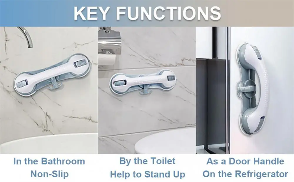 Description Picture 3 of item40kg-110kg Bathroom Suction Cup Shower Handle Safety Anti Slip Handrail Support Bar For Elderly Bath Shower Accessories Grab Bar