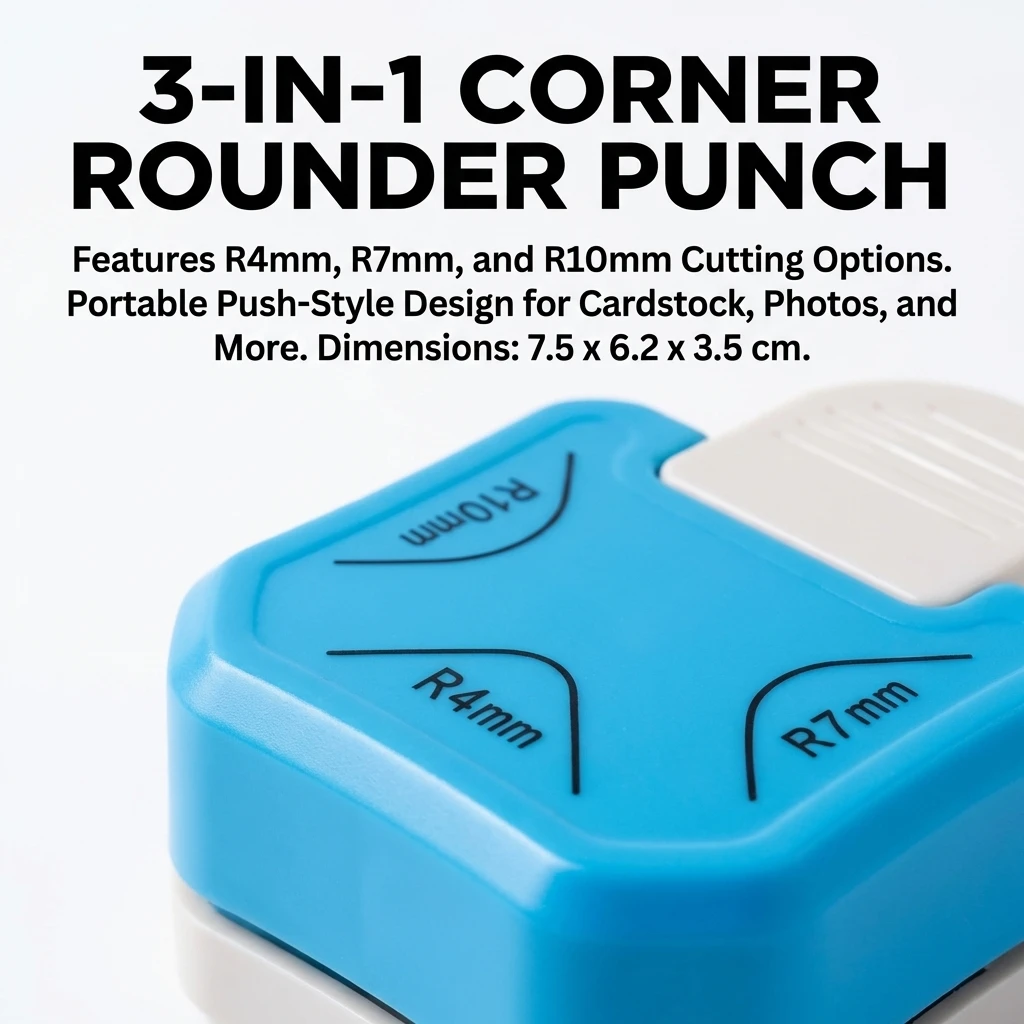 스크랩북 카드 공예용 3 in 1 코너 라운더 커터, 금속 플라스틱 디자인 종이 모서리 제작기 4mm 7mm 10mm