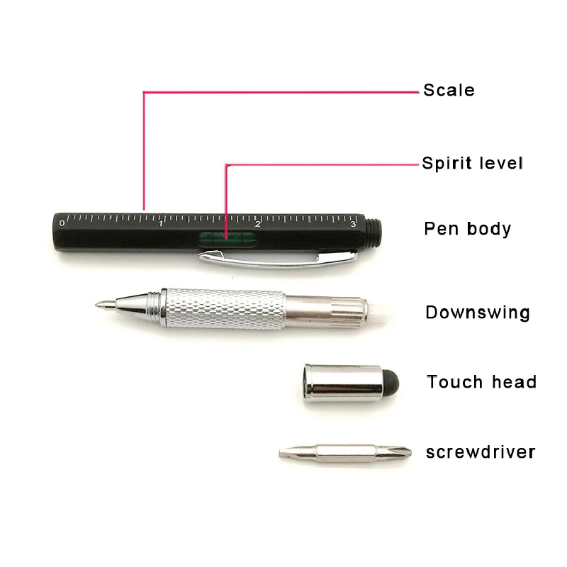 8 Color Multifunction Ballpoint Pen Screwdriver Ruler Spirit Level Creative Stationery Gift School Students Touch Screen Stylus multifunction ballpoint pen,multifunctional pen