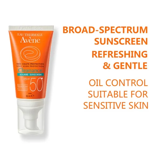 Avene Cleanance 자외선 차단 오일 컨트롤, 민감한 피부를 위한 높은 자외선 차단, 넓은 스펙트럼, 50ml 2