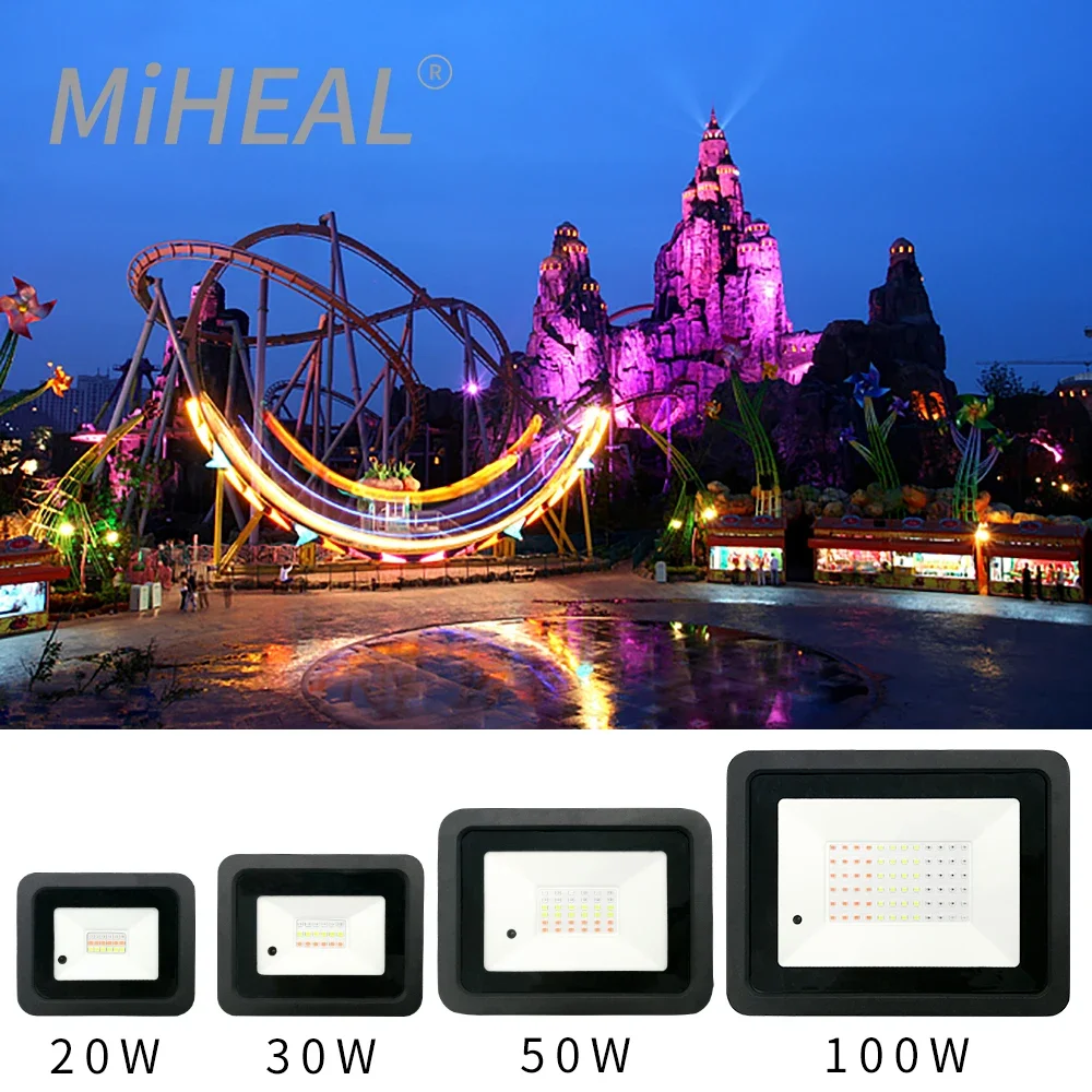 RGB LED Flood Light 20W 30W 50W 100W Outdoor RGB Floodlight Spotlight IP68 LED Wall Washer Light With Remote Control