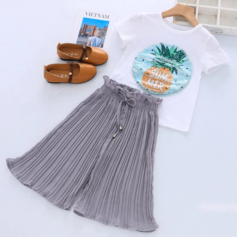 Fashion Toddler Baby Clothes Short Sleeve Costume Baby Girl Clothes Kids Outfit Suit Kids Girls Set 2-10 Years