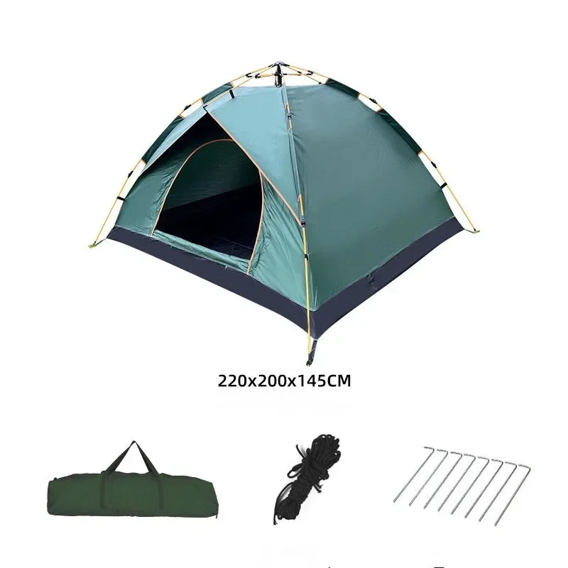 3-4 person Camping Tent Ultra lightweight Outdoor Fully Automatic Folding tents Silver Glue Coating Thickened Rainproof