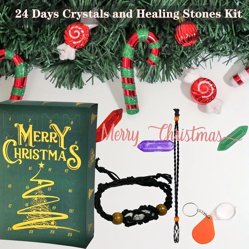 Christmas Advent Calendar Crystals with Chakras Healing Stone Rock Collector