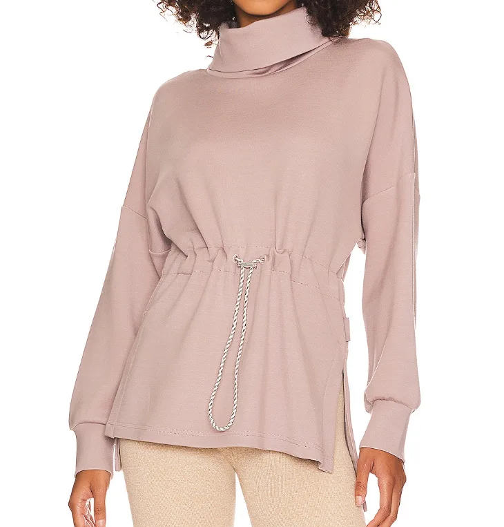 Women's Casual Long Sleeve Office Lady Solid Color Sweatshirts Pullovers 2023 Autumn Winter French Style Female Fashion Top