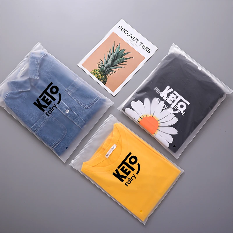 T Shirt Custom Poly Bags For Clothing 50Pcs Frosted Zipper Bags