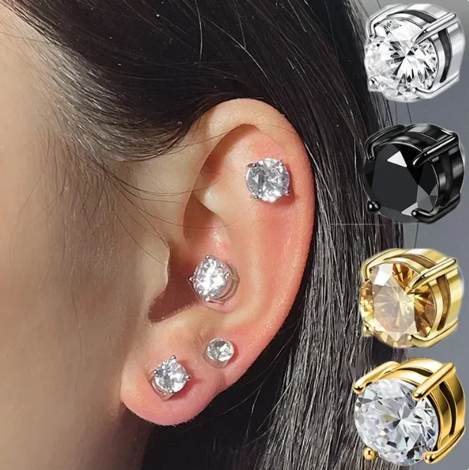 Magnetic Ear Clips Stud Earrings Non Piercing Strong Magnet Fake Piercing Women Men Jewelry Clip Earrings for Kids Girls 2PCS ear clip earrings