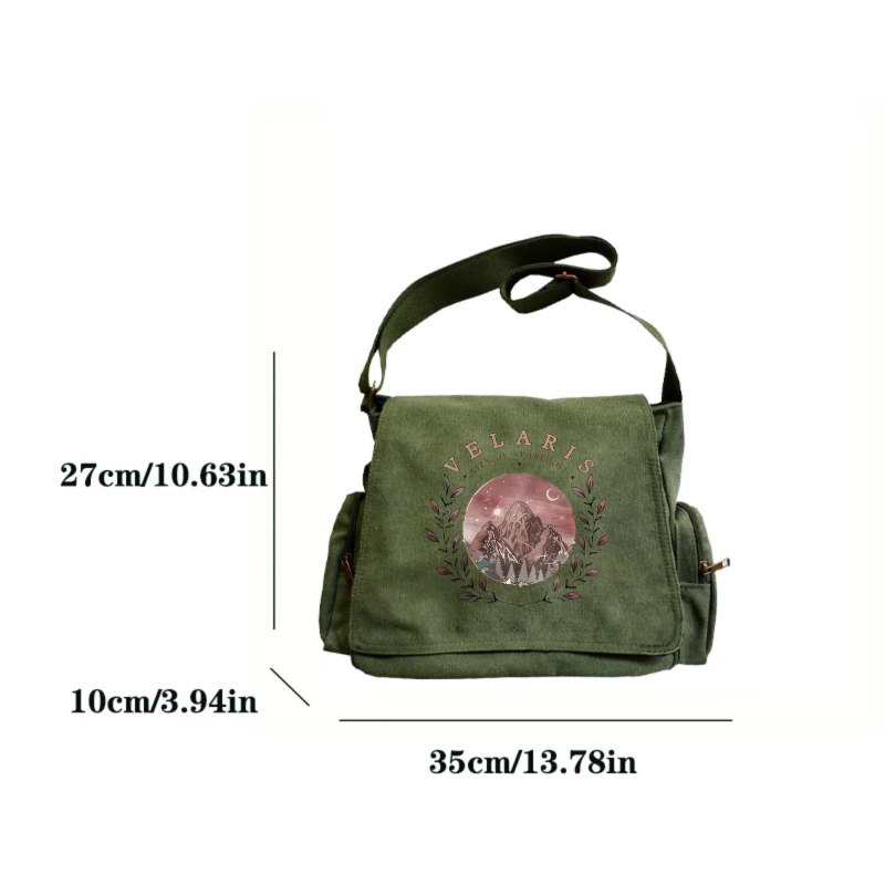 Vintage Women's Shoulder Bag Starlight Mountain Print Large Capacity Canvas Messenger Bag for Travel