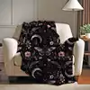 Aesthetic Botanical Whimsicore Forestcore Fleece Sherpa Blanket, Soft Throw for Halloween, Moon Phases Lunar Moth Witchy 1