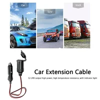 12V 24V 20A Socket Plug with Indicator Light Cigarette Lighter Female Power Extension Cable Car Male Female Extension Cable 2