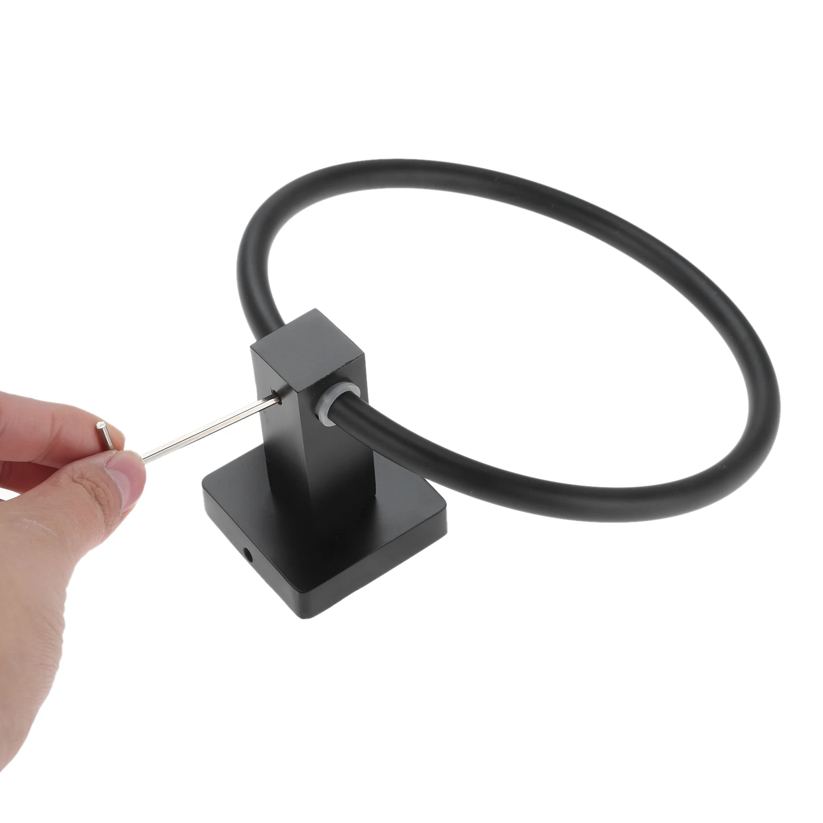 Matte Black Towel Ring Modern Hand Towel Stainless Steel Holder Minimalist Bath Round Rack Hanger 16cm/6.3in Decor Home
