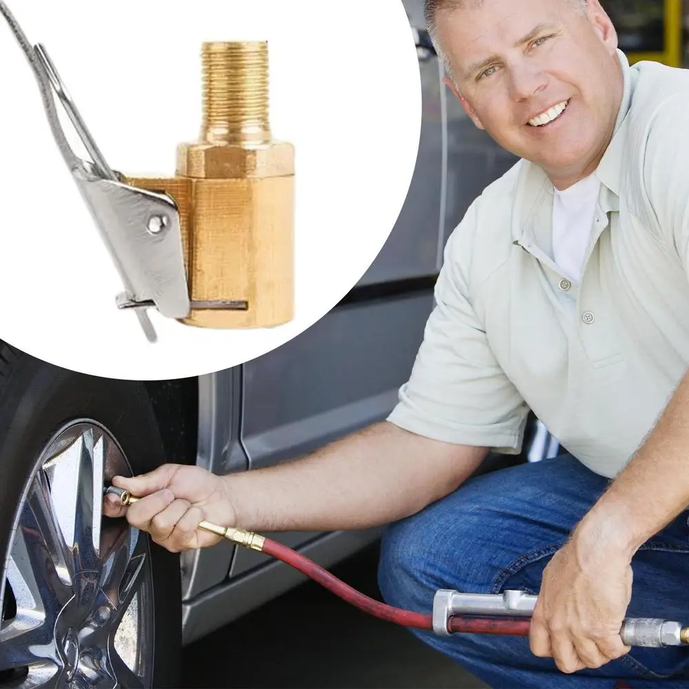 Inflatable Pump For Car Tire Air Chuck Inflator Pump Valve Connector Clip-on Adapter Copper Auto Wheel Valve Inflatable Pump