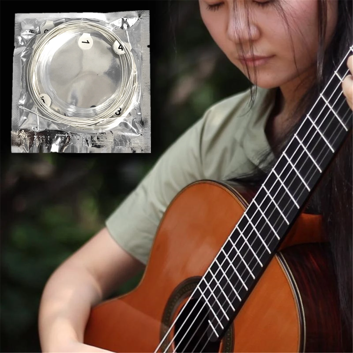 6 Stück klassische Gitarren saiten Set überzug super leichte klassische Gitarre klare Nylon-Silbersaiten versilbertes Kupfer – Detail 5