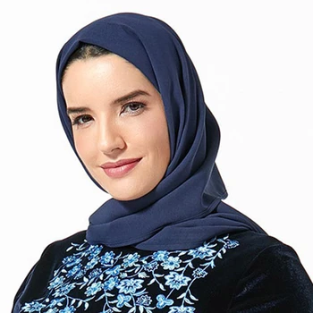 ETOSELL Women Muslim Hijabs Scarf Head Hijab Wrap Navy Blue Full Cover up Shawls