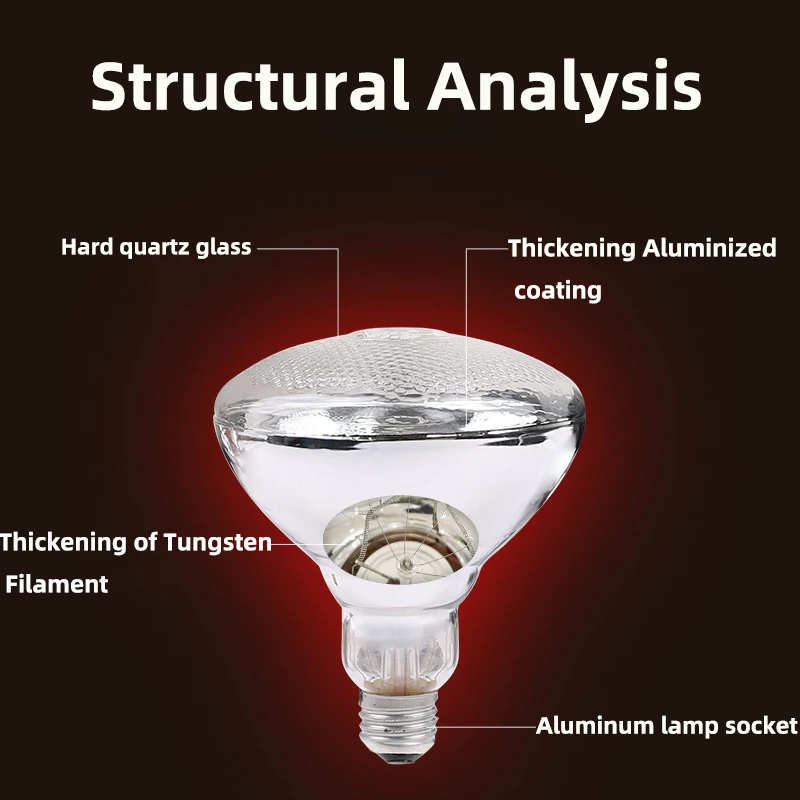 Pet Heating Lamp 220V Poultry Heat Lamp Bulb Infrared Ray Thermal Preservation for Reptile Botany Amphibian Pet Livestock