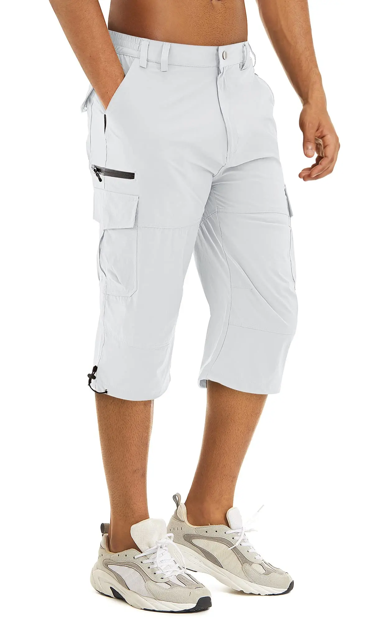 Men's Quick-Dry 3/4 Length Cargo Shorts with Multi-Pockets