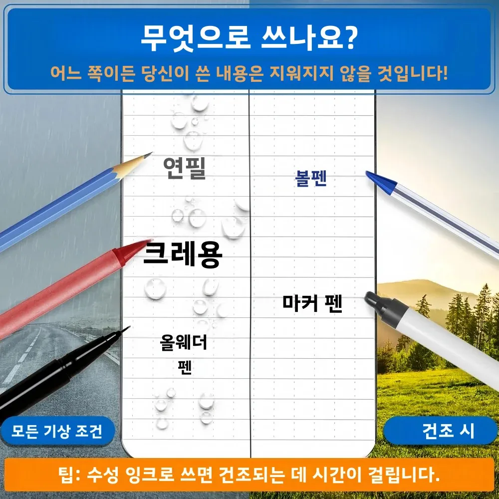 방수 노트북 휴대용 전술 노트패드 미니 저널 야외 생존 메모장 모든 날씨에 사용 가능한 이동 중 필기용 노트북