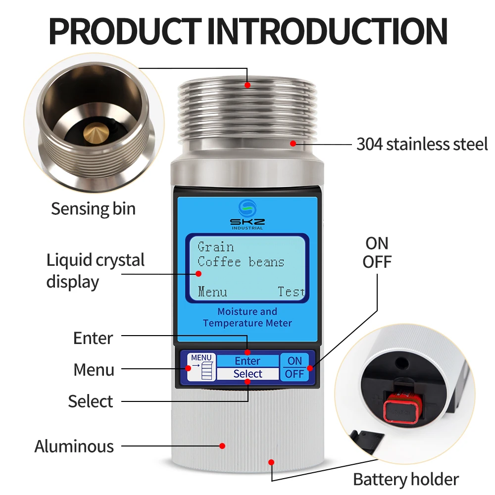 Smart Digital Grain Moisture Meter Humidity Tester for 37 Kinds Grains