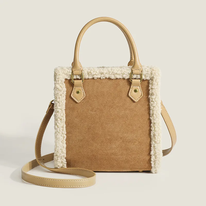 

Autumn and Winter Lamb Hair Women's New Trendy Plush Handheld Small Design Tote Shoulder Bag
