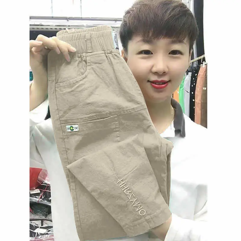 Spring Korea Fashion Women Elastic Waist Loose Pants Embroidery Harem Pants 1