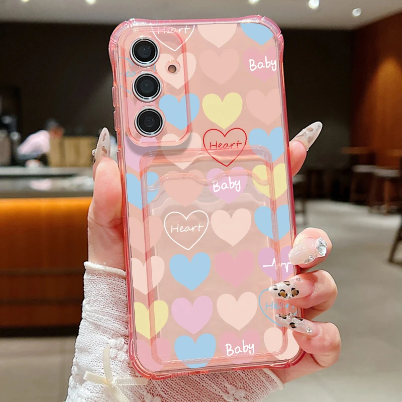Card Bag Pink Love Heart Phone Case