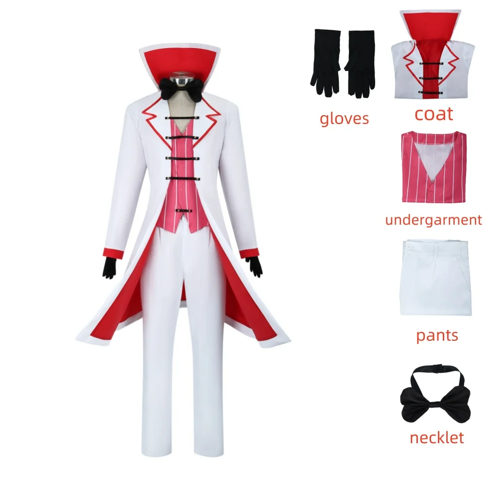 thumbnail image 1 of Hazbin Lucifer Morningstar, disfraz de Hotel, peluca, botas de caña, ropa de utilería de Anime, fiesta de Halloween, traje de diablo Hazubin, 1 of 2