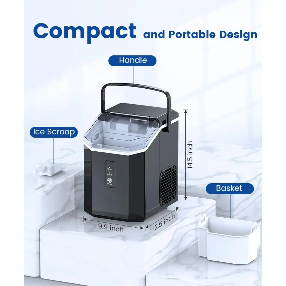 Nugget Ice Maker Countertop, Chewable Nugget Ice Cubes Machine, Quick Making 34Lbs/Day, Self-Cleaning