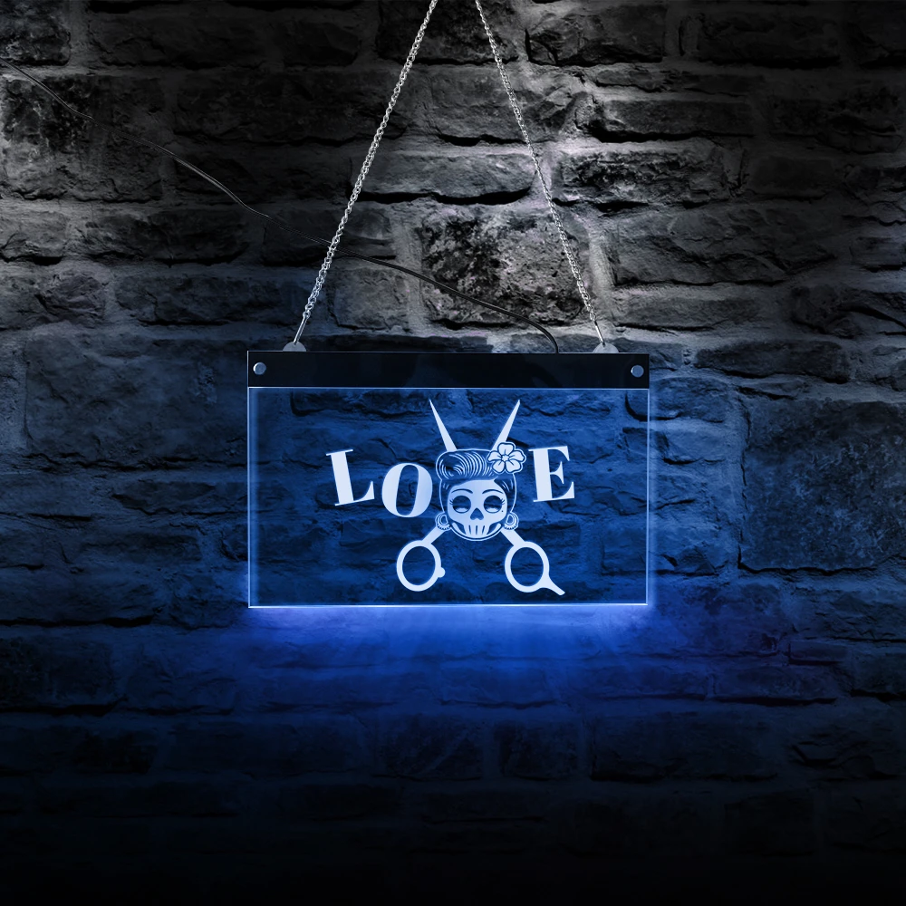 Stylist Barber Hair Cut Salon Scissor Multi-colors Led Neon Sign Love  Hairdresser Skull Hair Stylisty Luminous Beauty Salon Logo - Plaques &  Signs - AliExpress