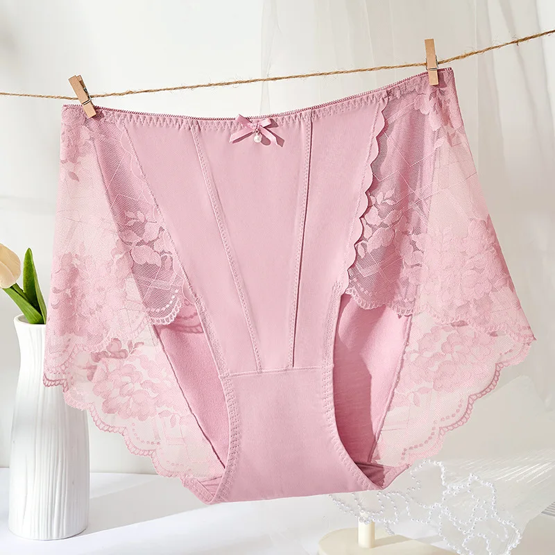 New Plus Size Lace Panties High Waist Modal Underwear for Women 60-105kg Summer Thin Sexy