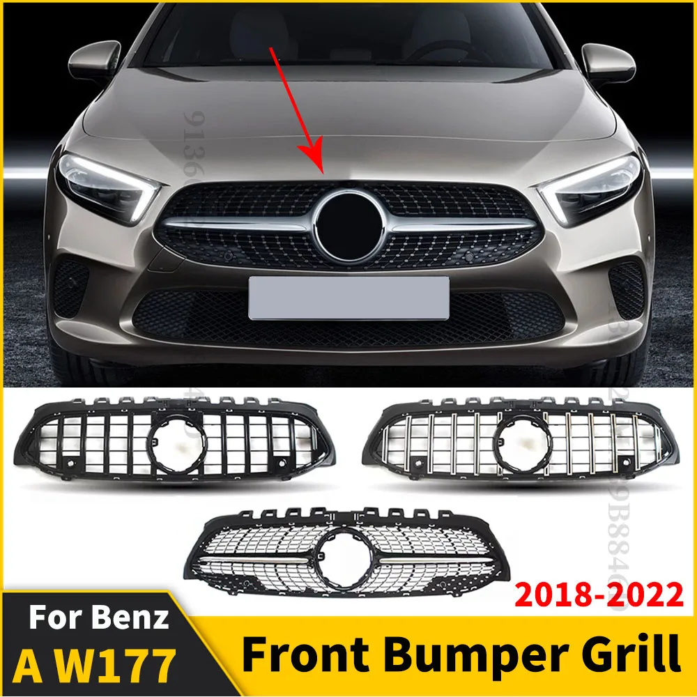 

GT Diamond Front Inlet Grille Bumper Grill Upgrade For Mercedes W177 Benz A 2018-2022 A250 A200 A220 A180 A45 Tuning Accessories