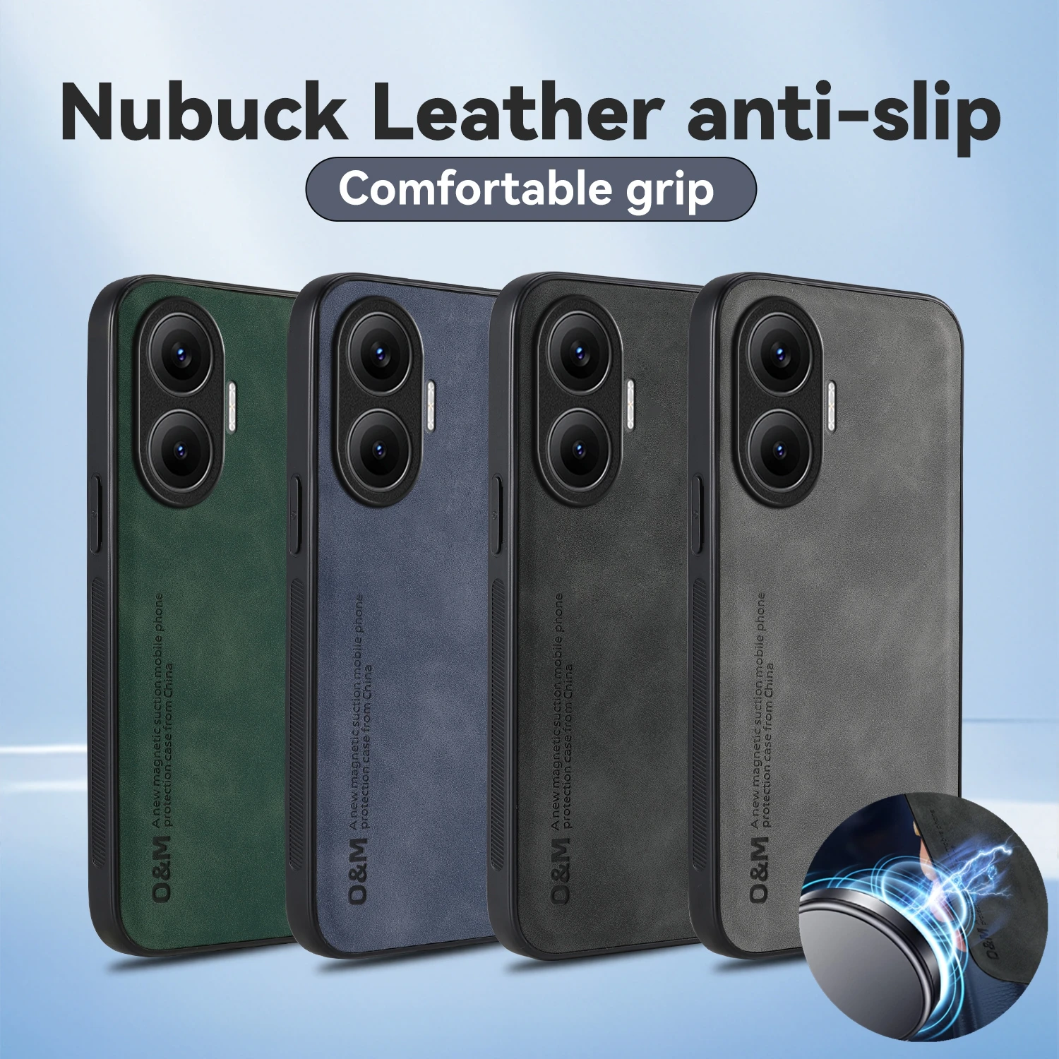 Nubuck Leather Shockproof Magnetic Protective Phone Case