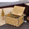 Hand Cranked Musical Box Wooden Vintage Musical Boxes Creative Engraved Music Boxes Children New Year Birthday Gift 6