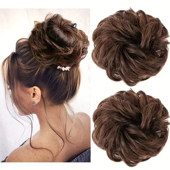 YYong 4 pollici capelli umani brasiliani capelli disordinati chignon estensioni scrunchy updo pezzi di capelli morbidi e confortevoli da indossare