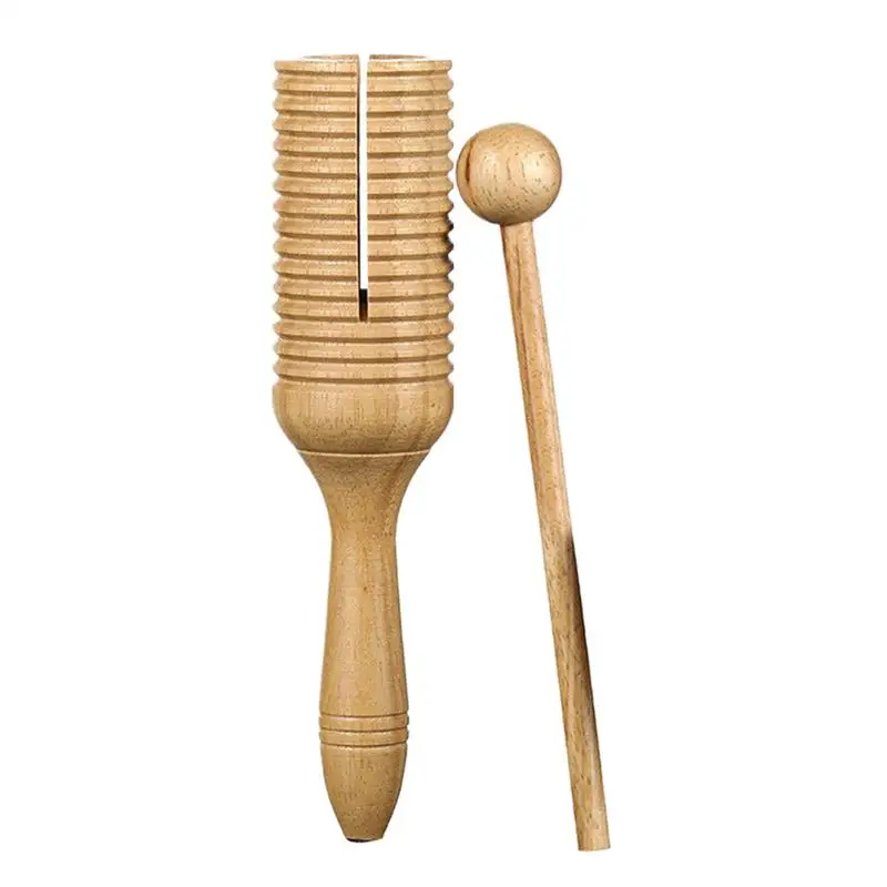 Latin Crow Sounder Crow Sounder Guiro Wooden Musical Percussion Instrument Educational Toy Latin Musical Toy With Stick For Kids
