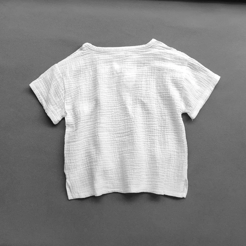Girls Boys T shirt Summer Children Cotton Linen Soft Tops Clothes T-shirt Baby Girls Short Sleeve Shirt For Kids Tops Tees - 4